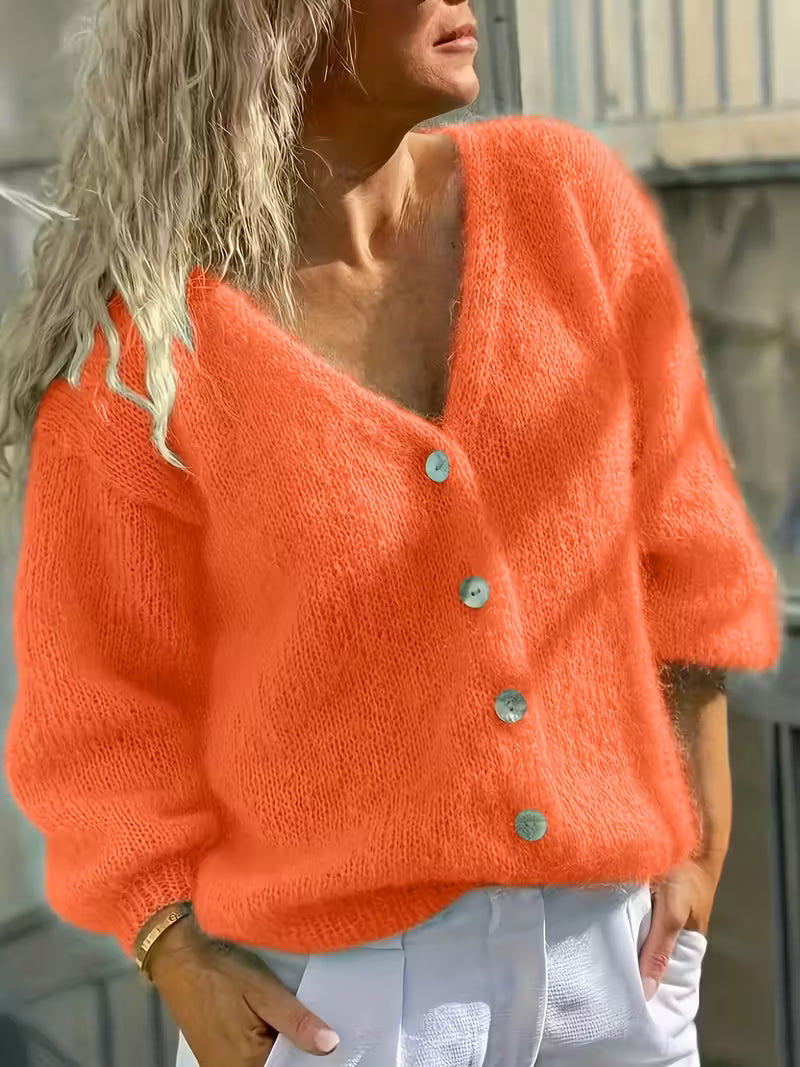 Hozanna - Long Sleeve Knitted Sweater With Button