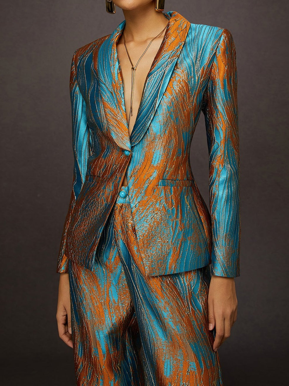 Elegant Jacquard Two-piece Suit