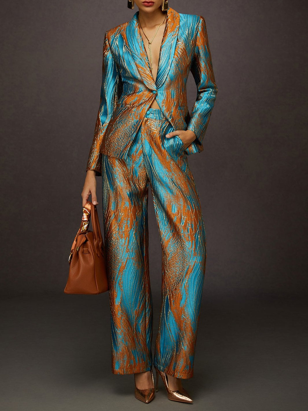 Elegant Jacquard Two-piece Suit