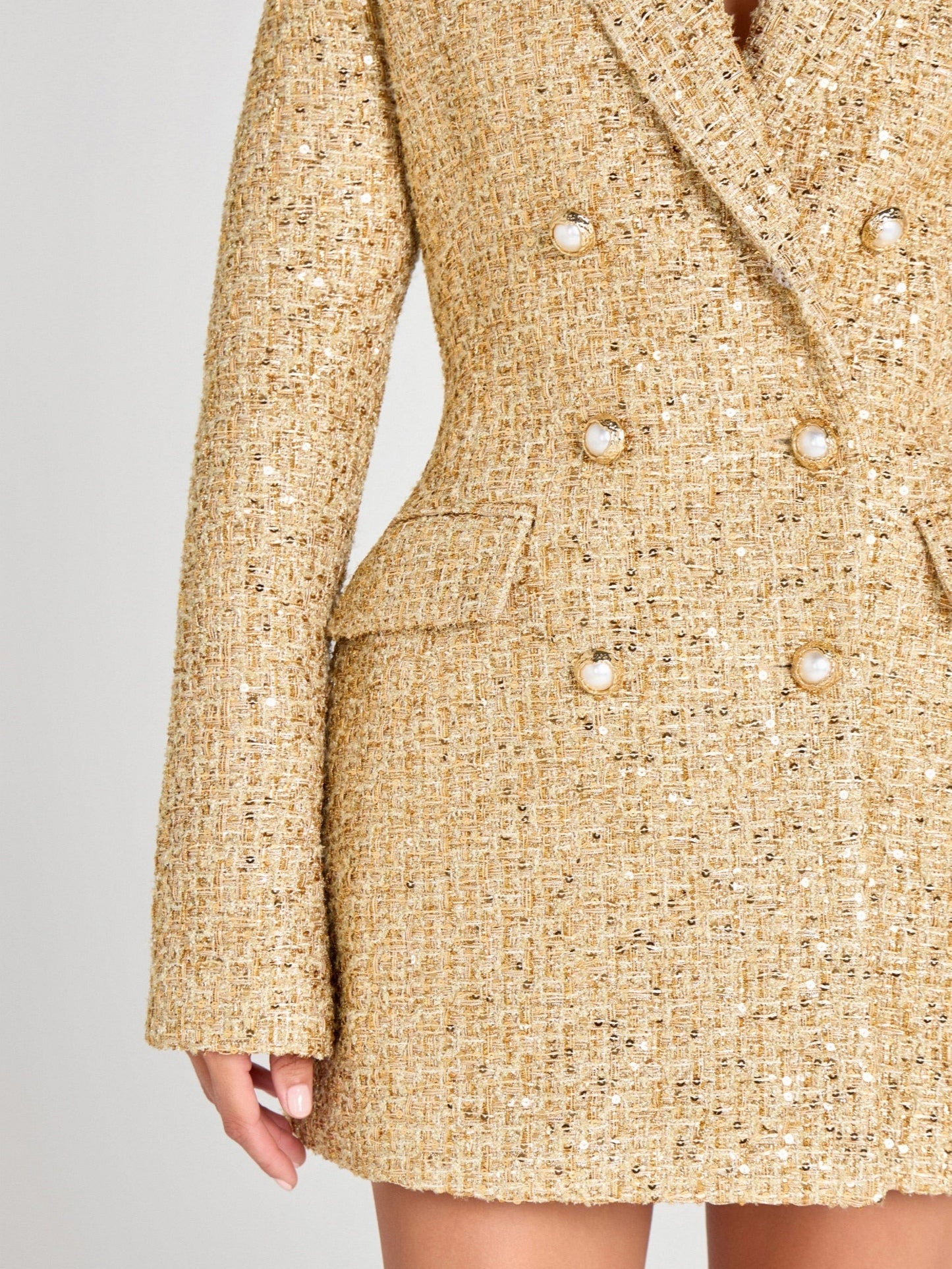 Elegant Gold Suit Mini Dress