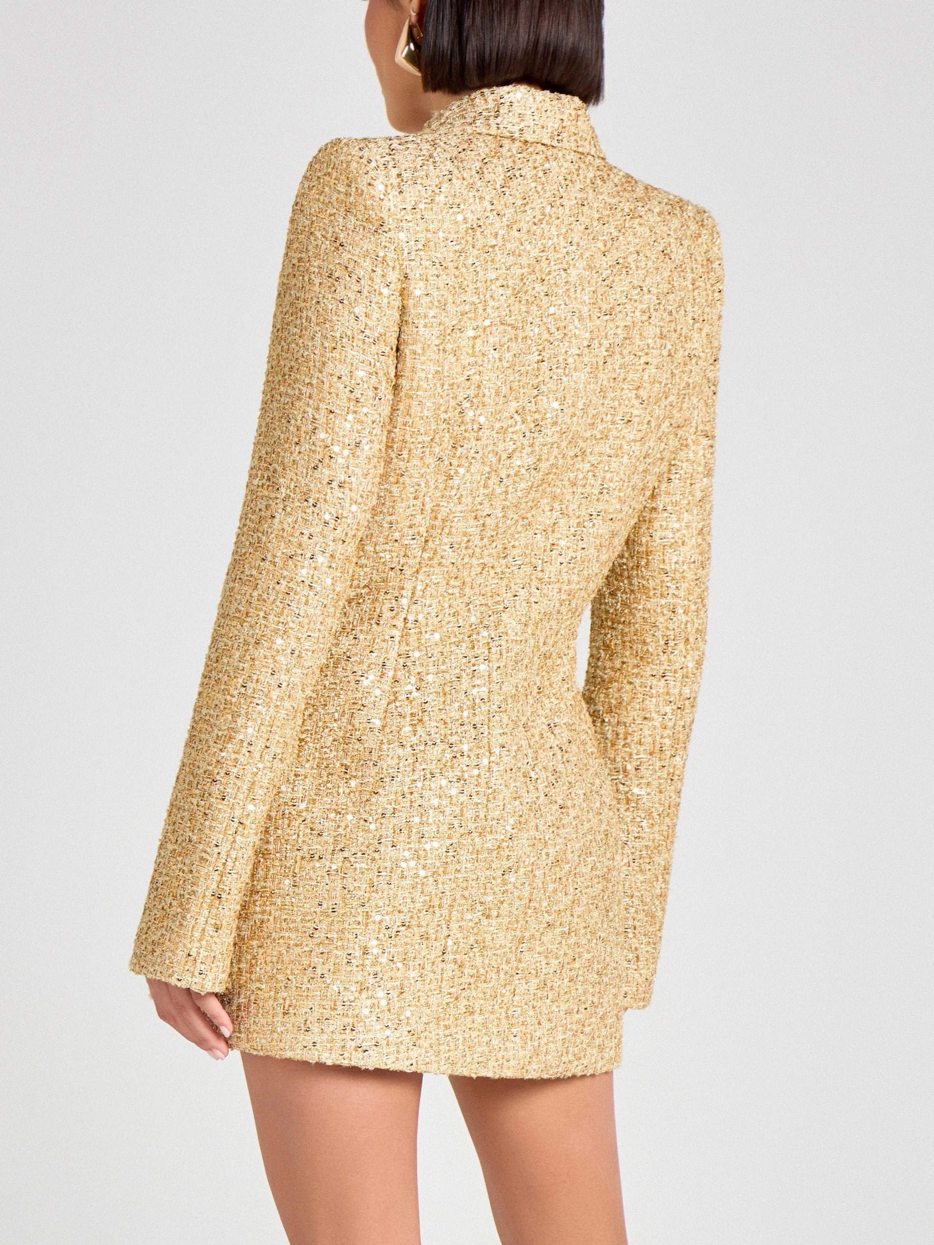 Elegant Gold Suit Mini Dress