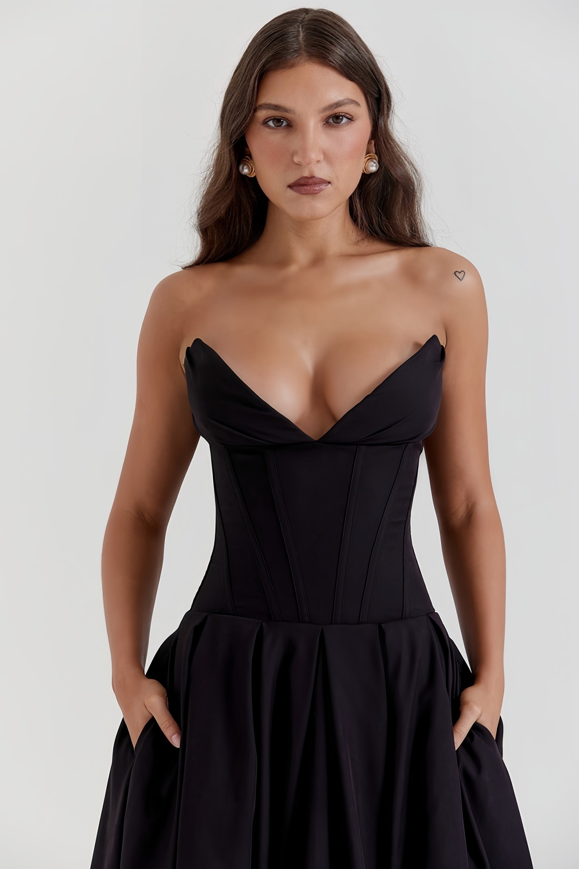 Katherine Black Off-Shoulder Corset Dress