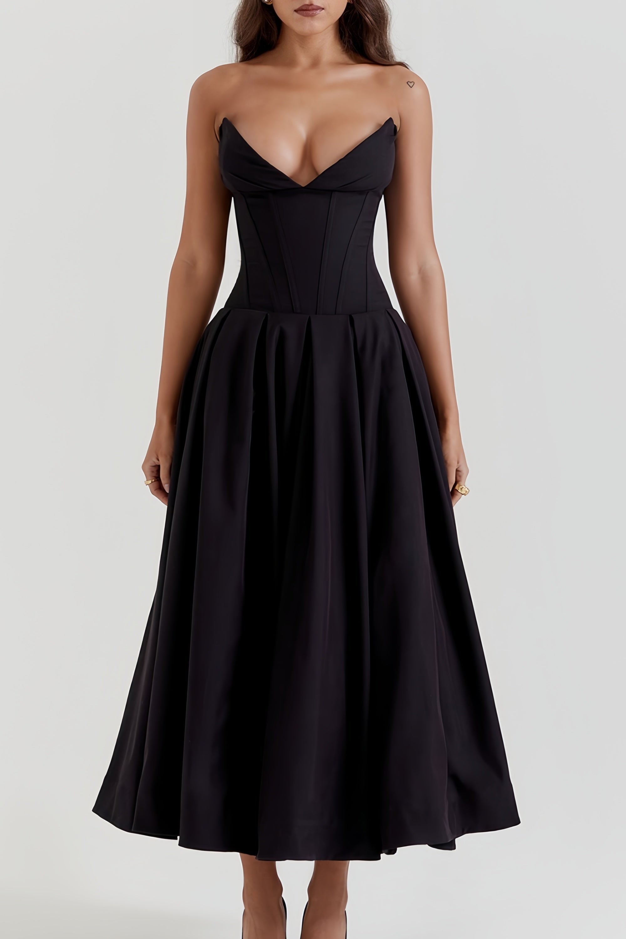 Katherine Black Off-Shoulder Corset Dress