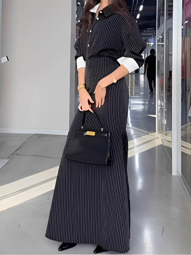 Black and white striped shirt and skirt set